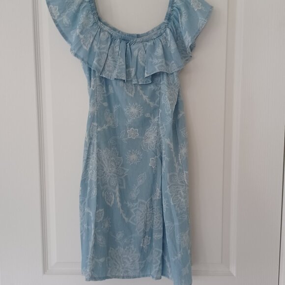 Mudd Midi Dress Women XS Light Blue A-line 100% Lyocel Made In India - Picture 2 of 6